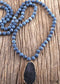 Boho Necklace, RH Precious Stone, Blue with Druzy